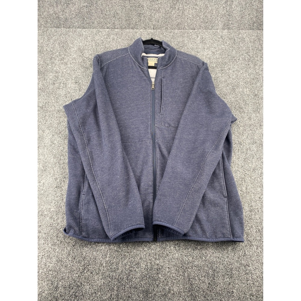 Duluth Trading Co Full Zip Sweater Jacket Mens L Blue Marled Knit Fleece Lined